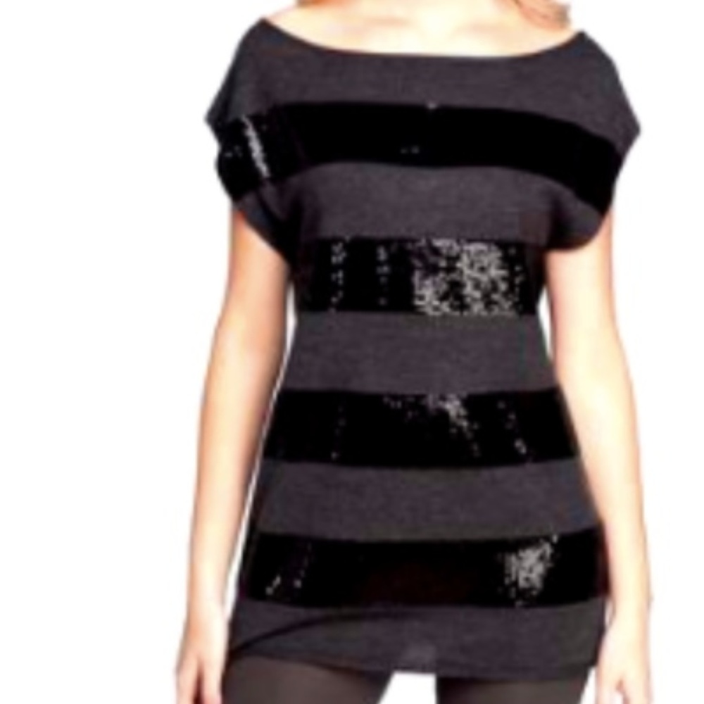 Alice + Olivia Sweater Black Gray Sequined XS